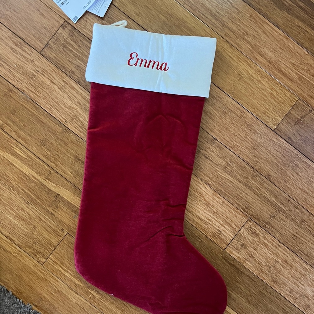 Pottery Barn Classic Velvet Stocking | Emma